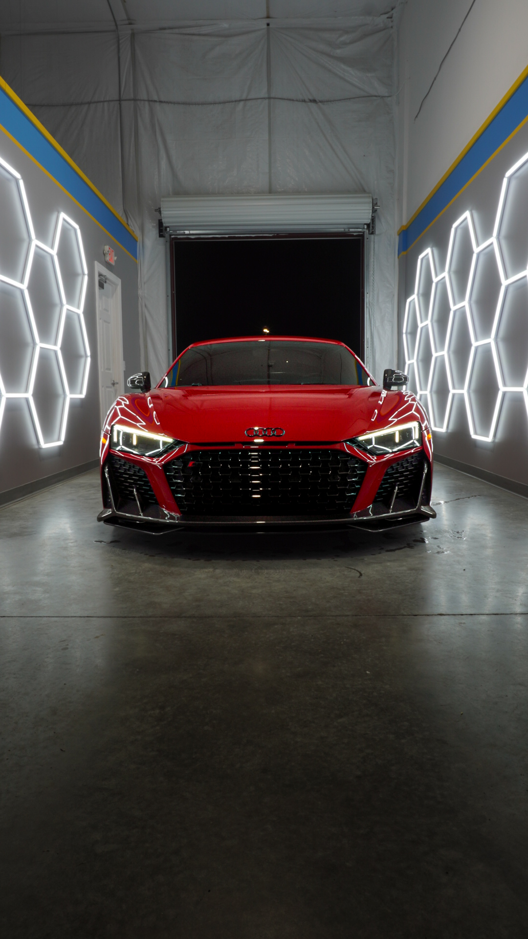 Red Audi R8 in C3 Auto Spa detailing bay